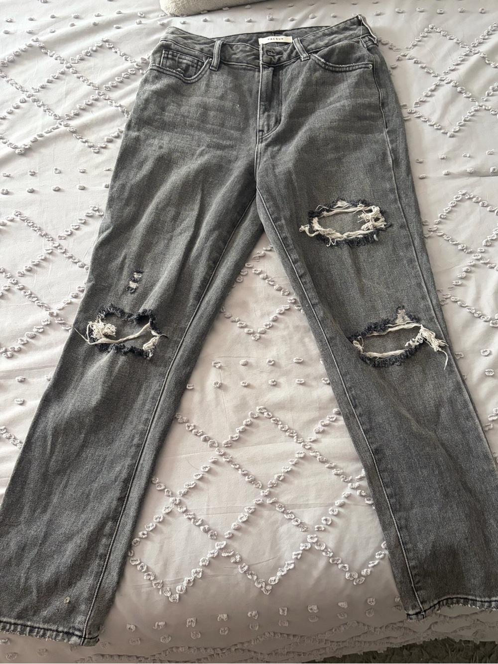 PacSun Distressed Gray Straight Leg Jeans